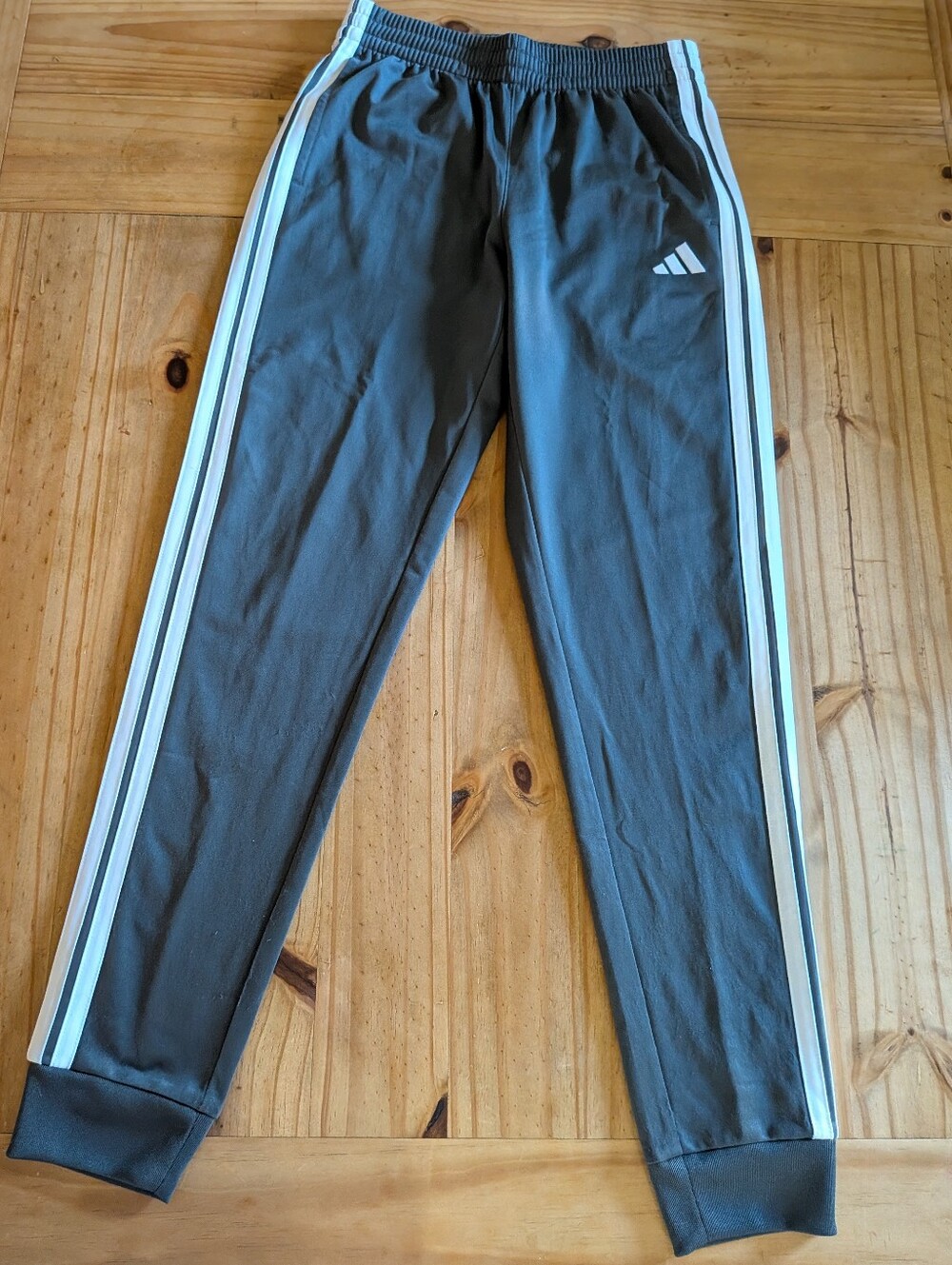 adidas Kids Gray Joggers with White Side Stripes